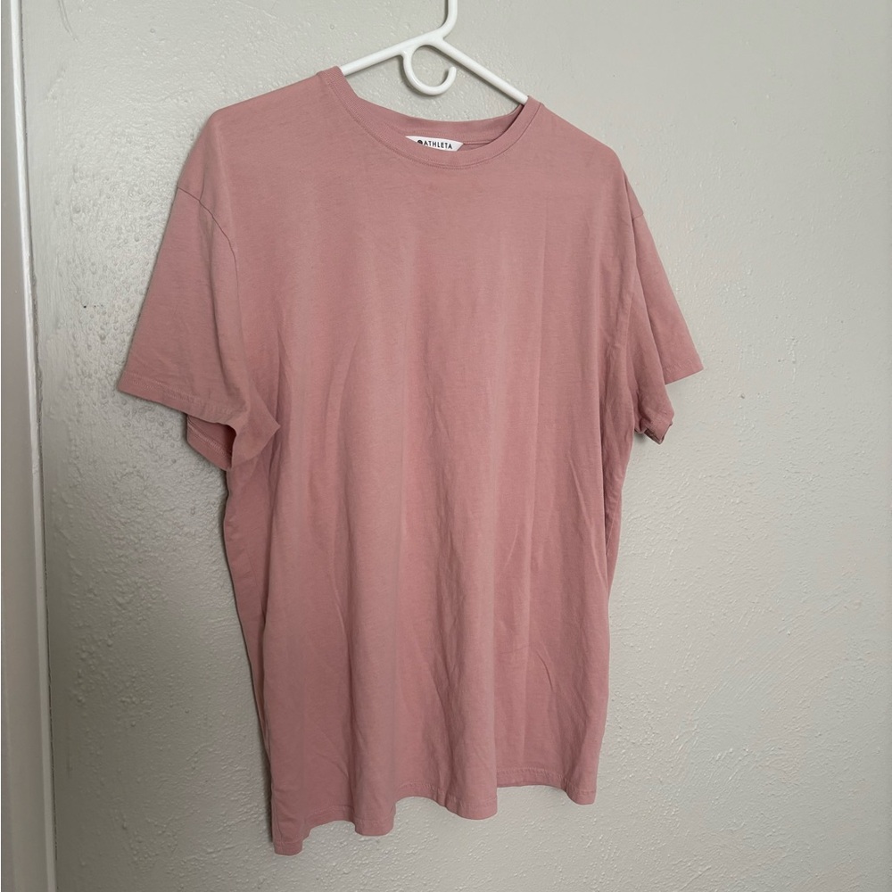 Size L Athleta Pink Crew Neck Short Sleeve Tee